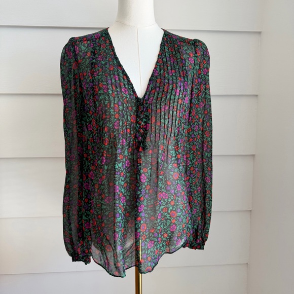 Veronica Beard Ashlynn Floral Silk Blouse size 6